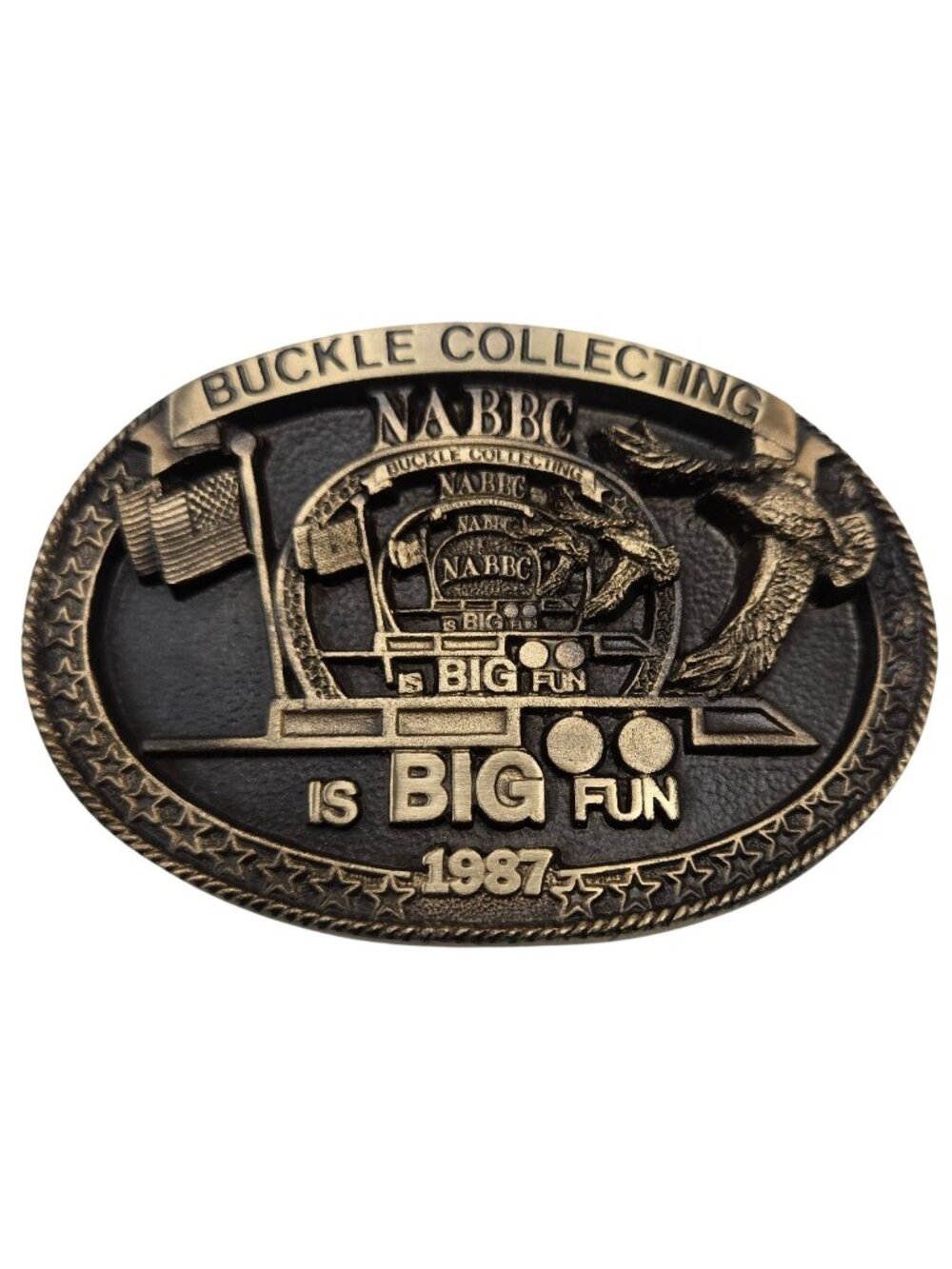 NABBC 1987 Belt Buckle Solid Bronze National Association Of Collectors Vintage